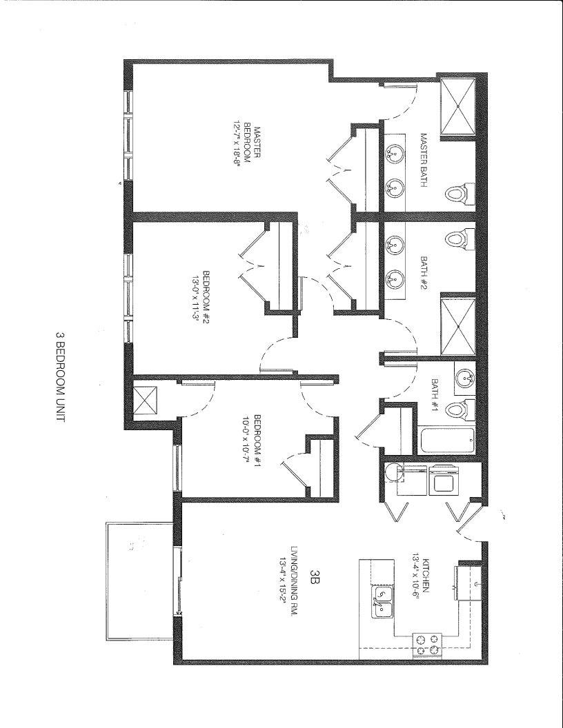Floor plan for 3 beds, 3 baths, 1484 sqft
